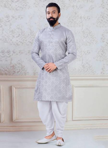 Gray Colour Designer New Exclusive Wear Fancy Kurta Pajama Mens Collection KS 1124